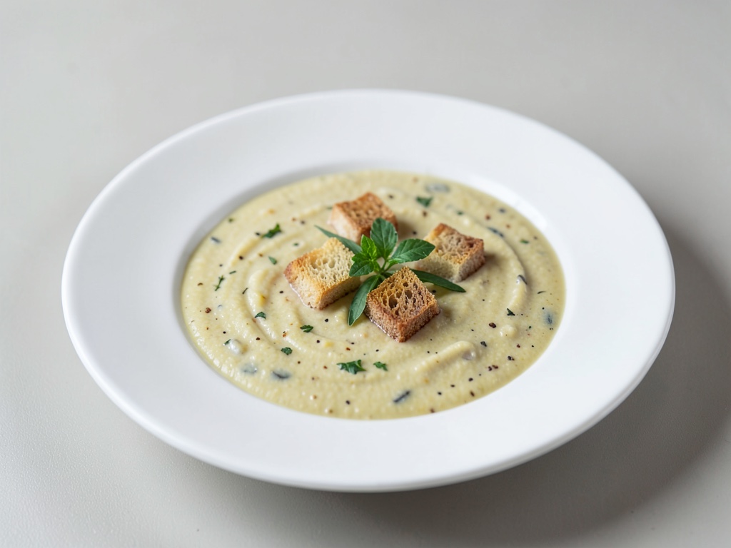 Zuppa cremosa di topinambur con crostini