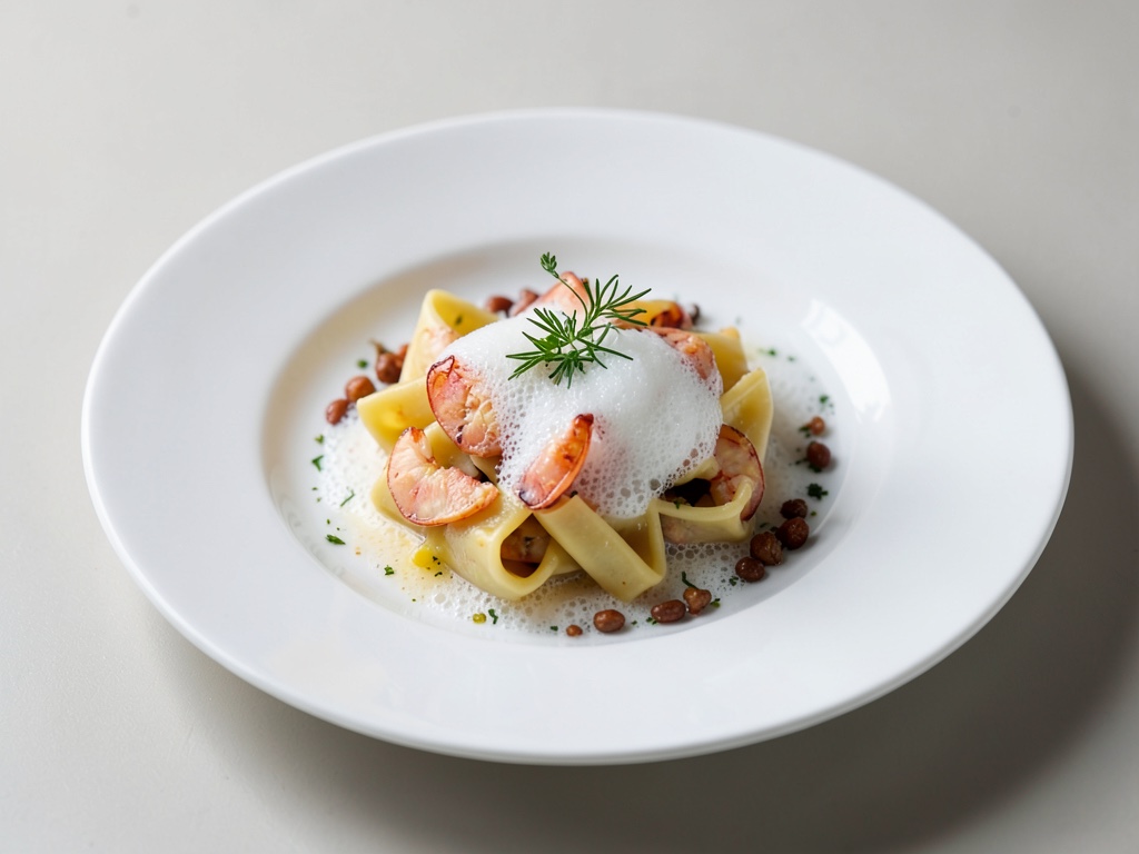 Hummer-Tortellini mit Champagner-Schaum