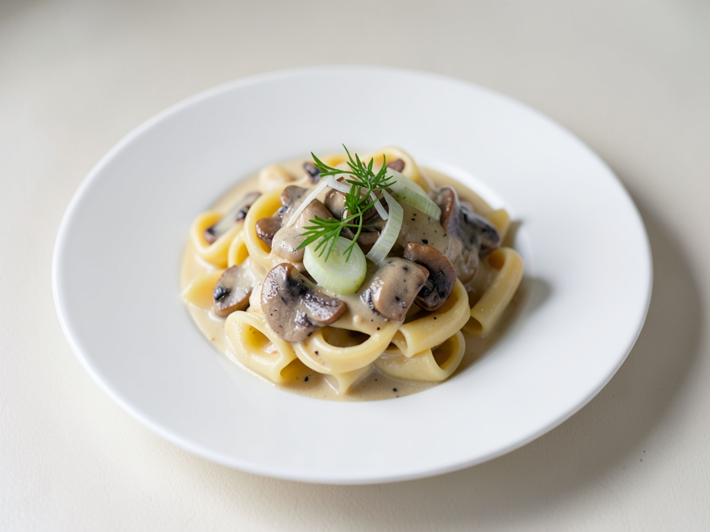 Cremige Tortellini mit Champignons und Frühlingszwiebeln