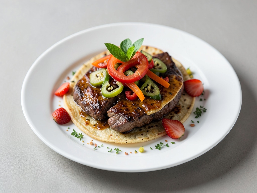 Tortilla di manzo con peperoni e twist alla fragola