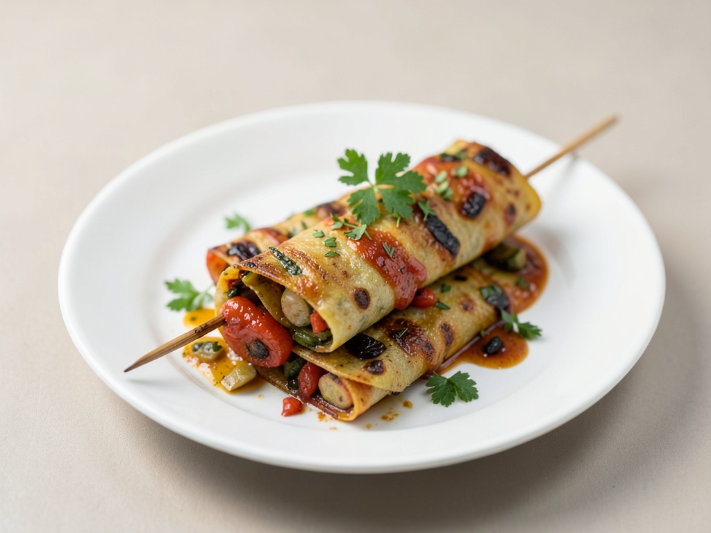 Tortilla de verduras en brochetas