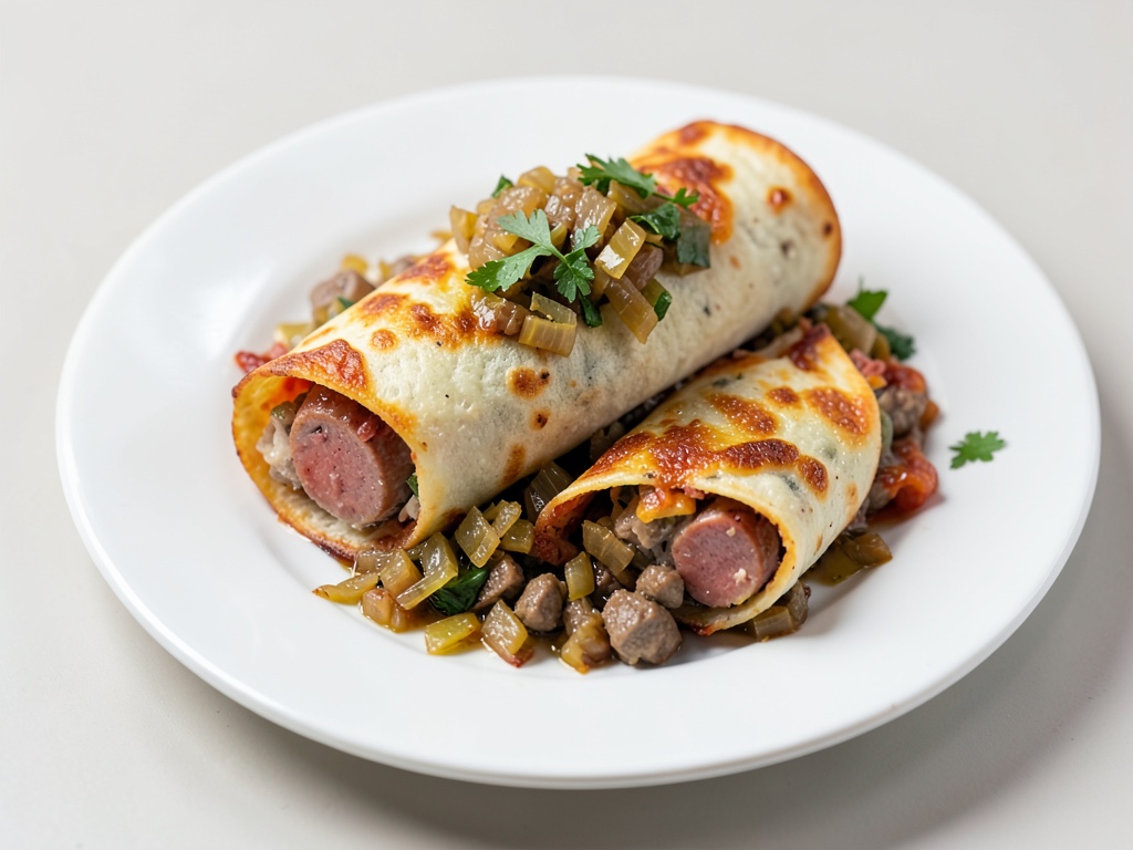 Rotolini di tortilla con crauti e carne in cassetta al forno