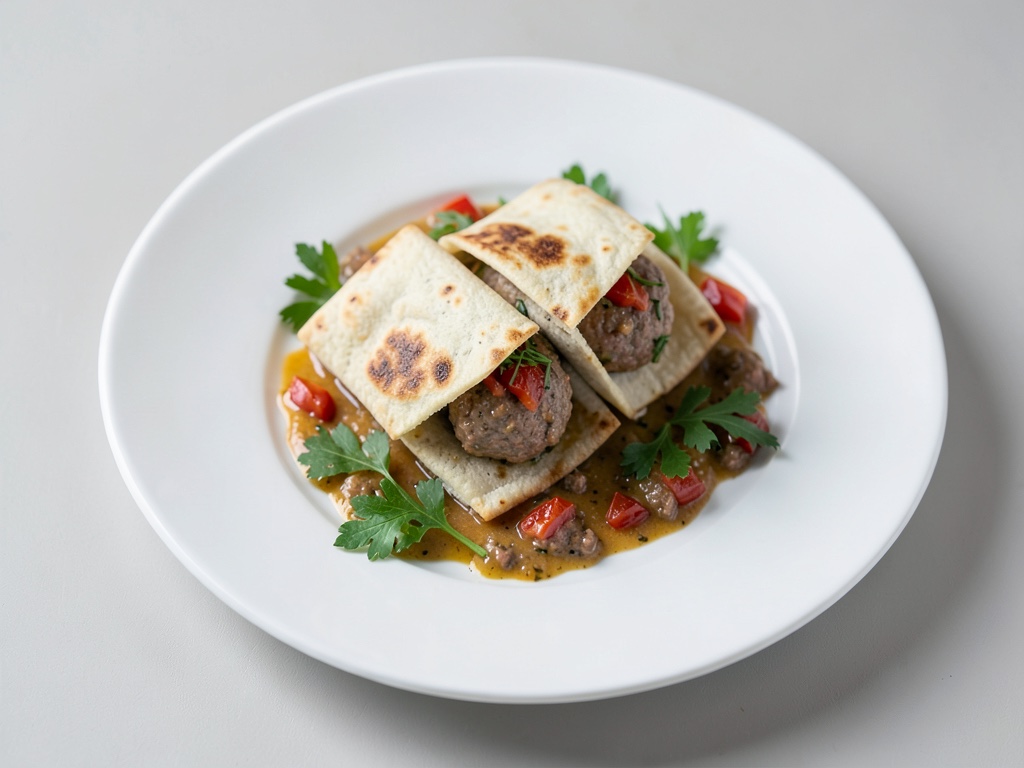 Tasche di pane piadina con polpette di carne