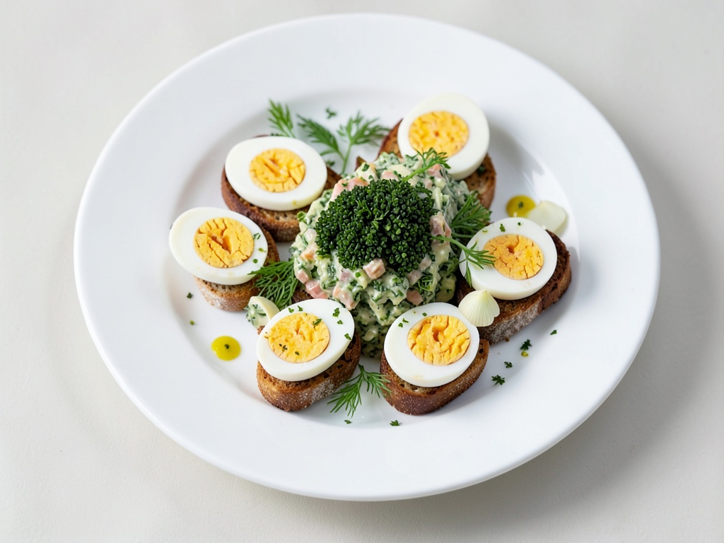 Tramezzini soffici con crema di uova alle erbe