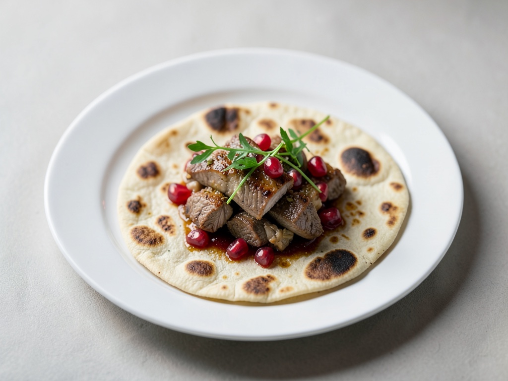 Flammkuchen con agnello e melograno