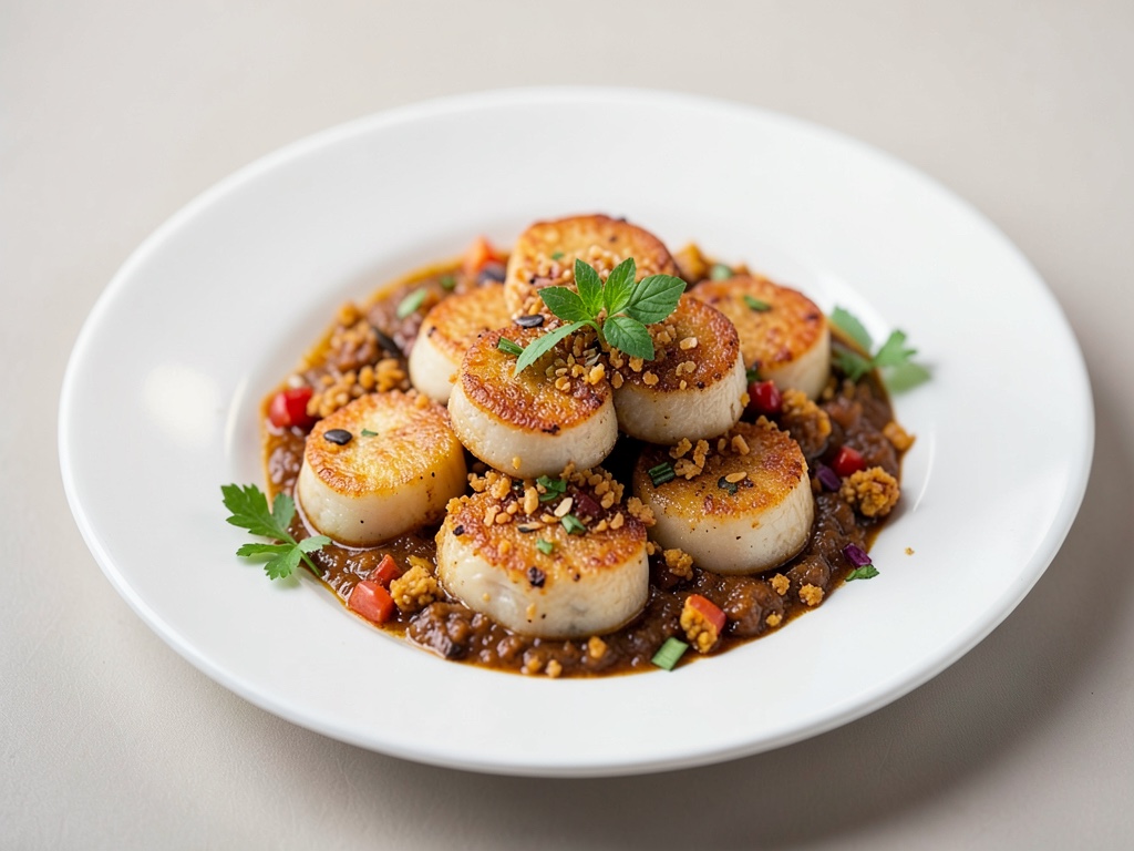 Gamberi gratinati con crunch al curry