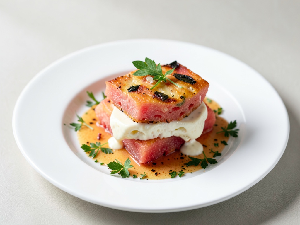 Esquinas de sandía gratinadas con queso