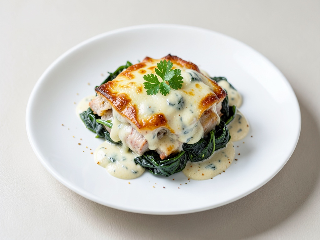 Gratin di pesce con spinaci cremosi