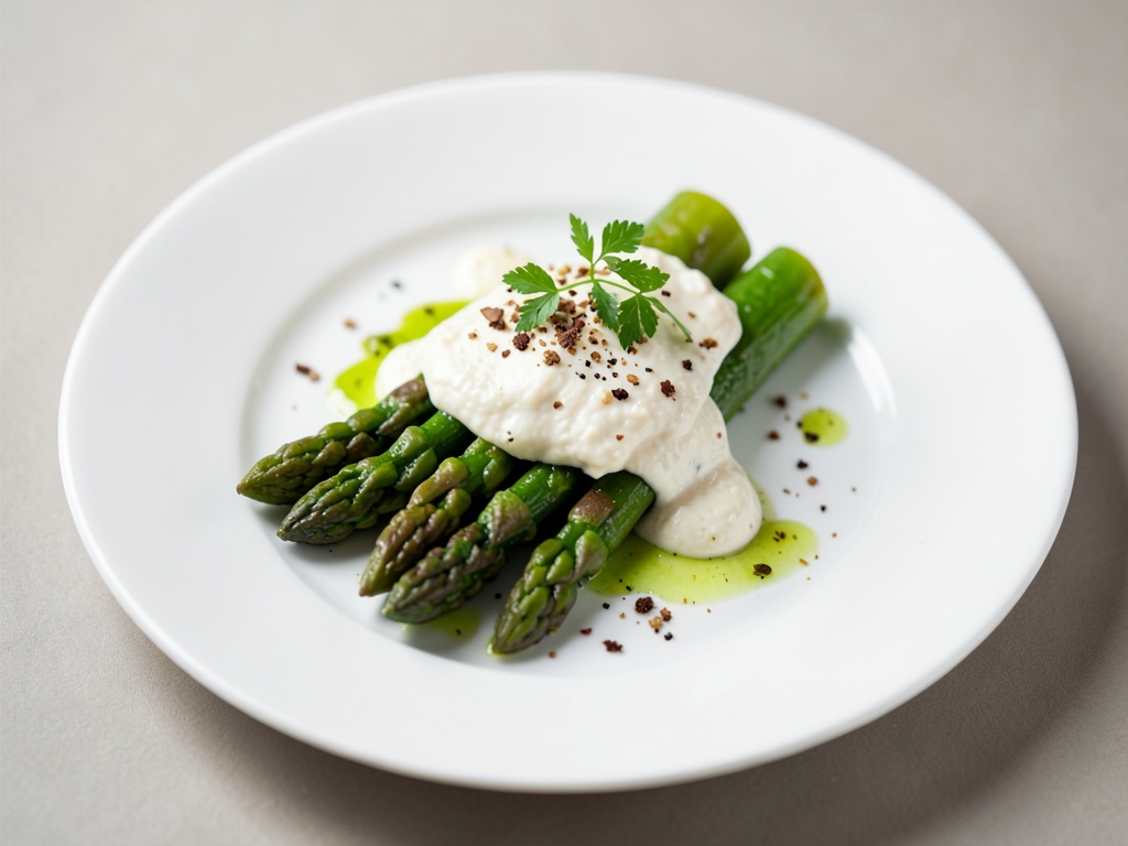 Asparago verde con copertura di formaggio al mascarpone