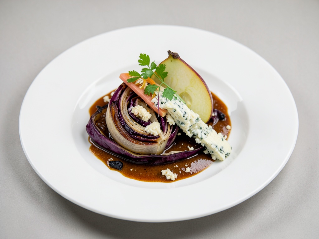 Radicchio gratinato con pera e formaggio erborinato
