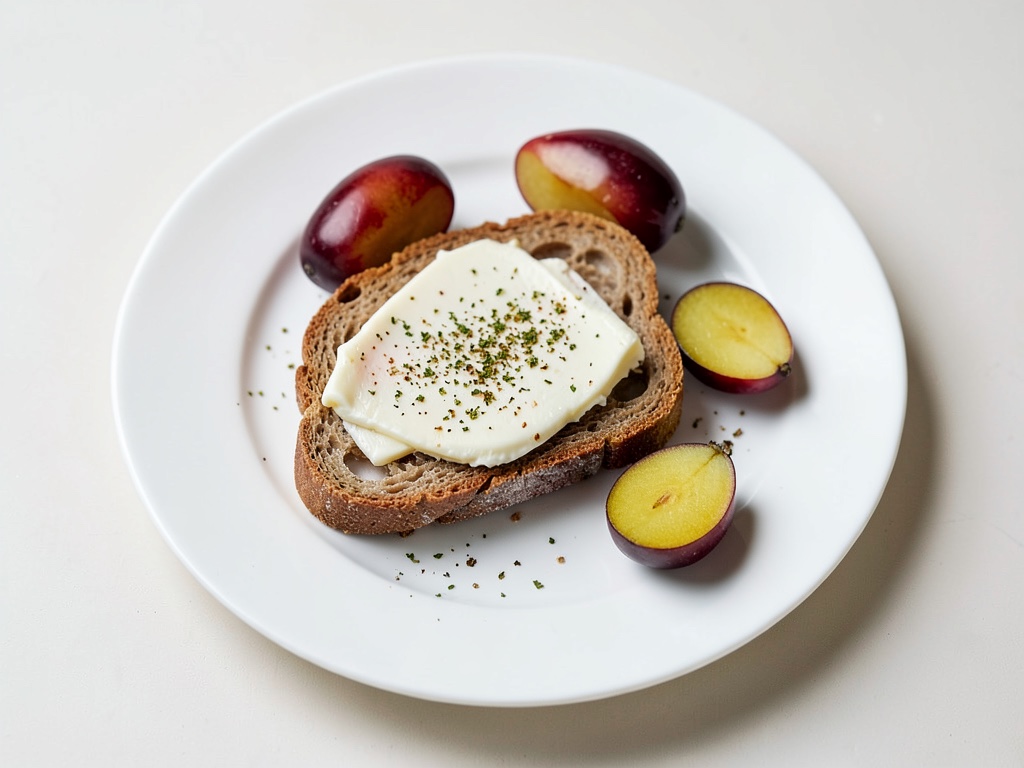 Toast gratinato con formaggio e prugne