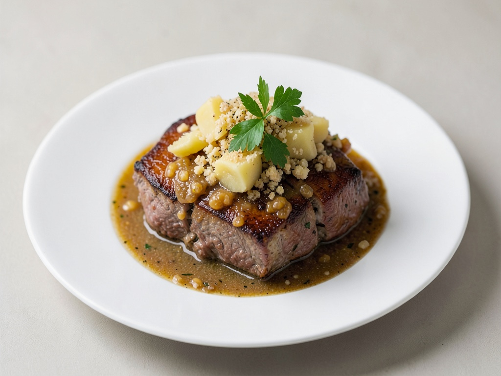Ragù di agnello croccante con cappuccio di patate