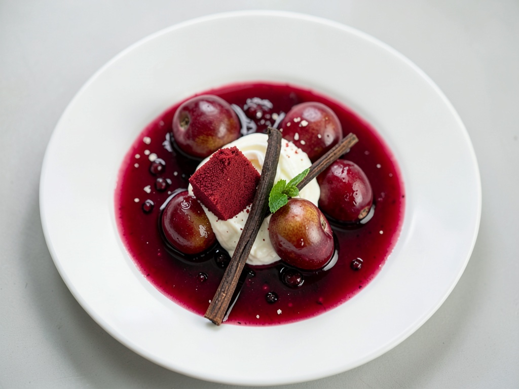 Ofen-Pfirsichkompott mit Baiser und Himbeer-Creme