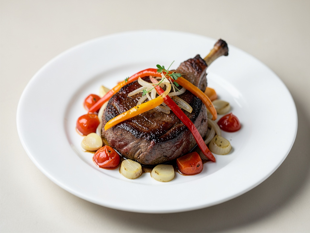 Bistecca di manzo gratinata con peperoni e cipolle