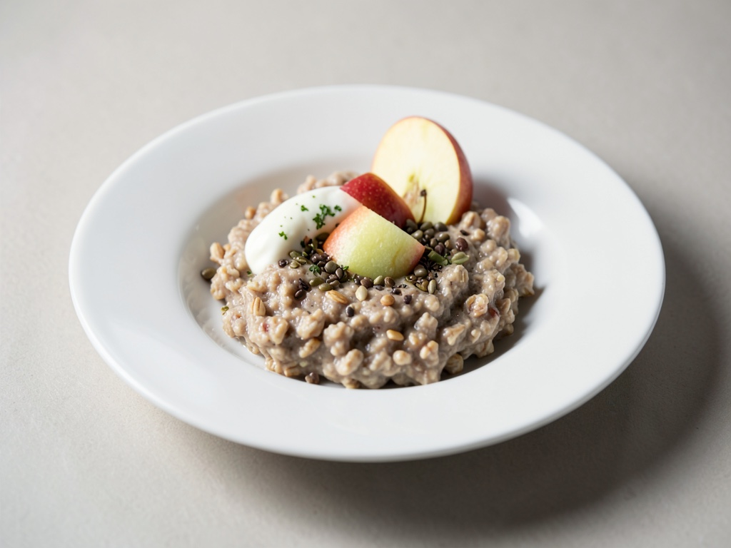 Porridge de avena con vainilla, semillas de lino y manzana