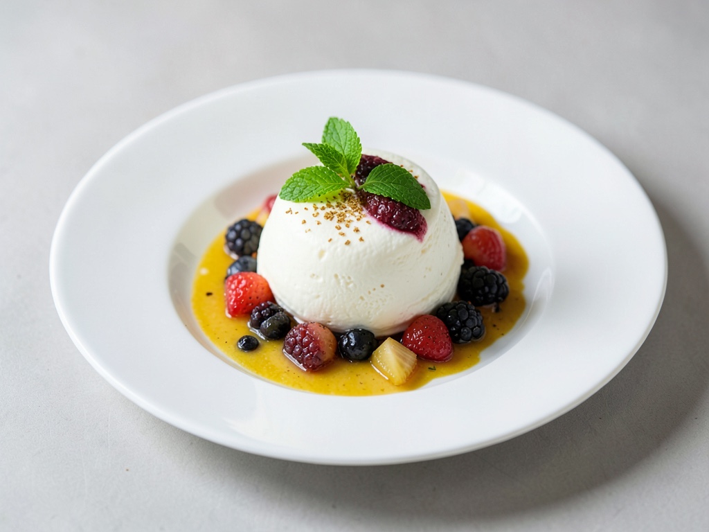 Crema esotica alla vaniglia con purè di frutta