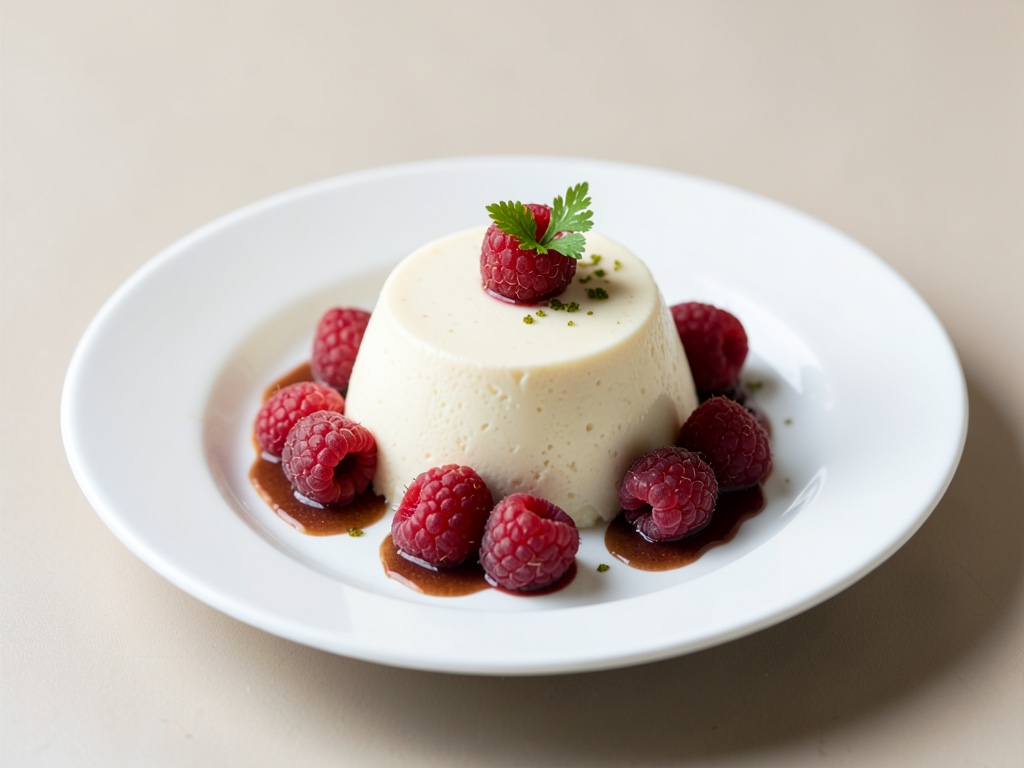 Vanille-Panna Cotta mit frischen Himbeeren