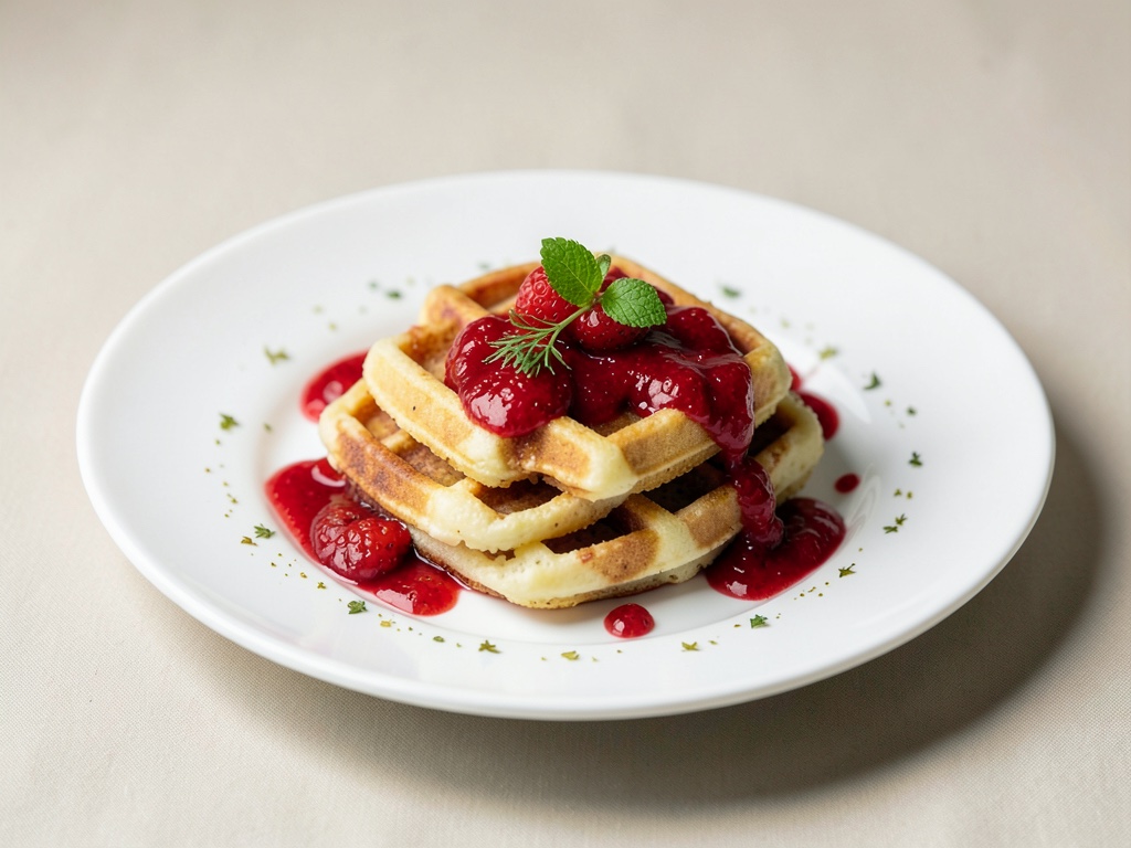 Waffle vegane soffici con composta di fragole