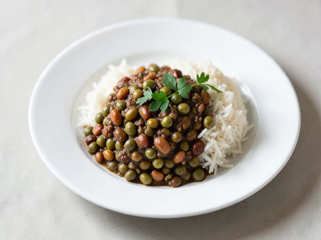 Chili con fagioli alle lenticchie con riso
