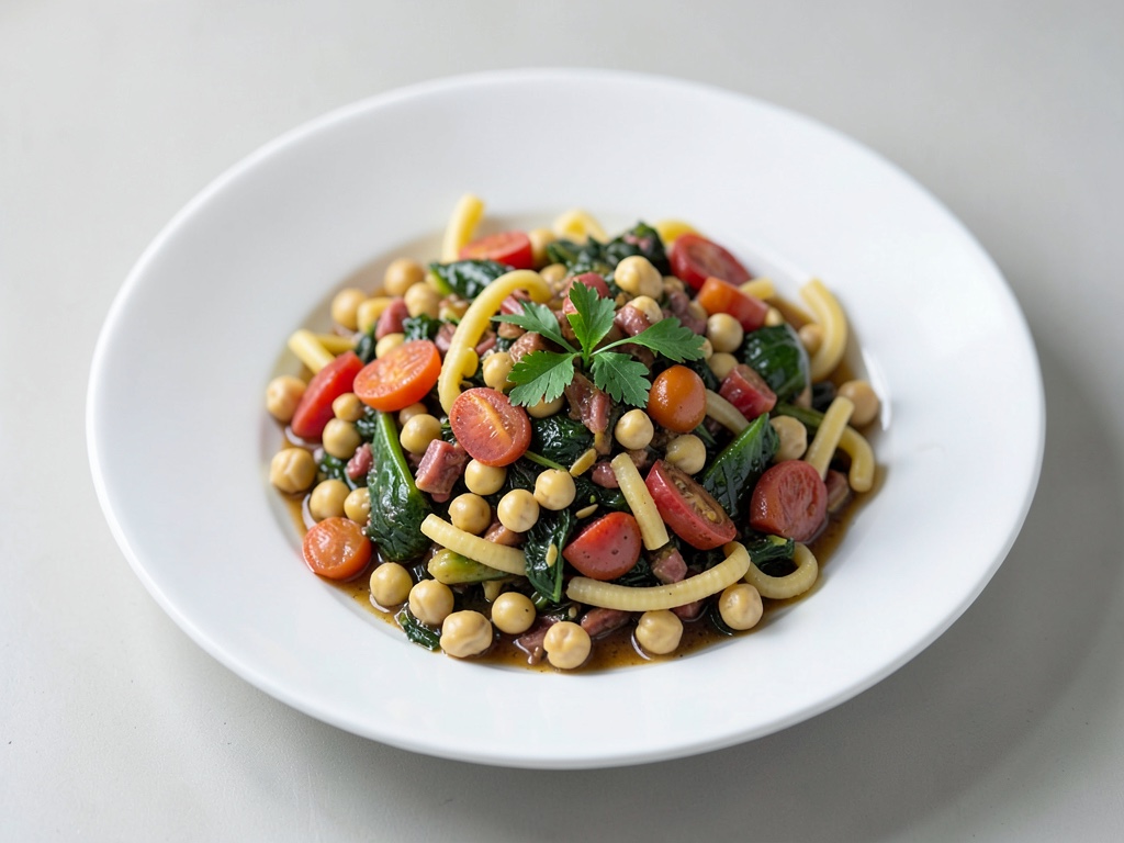 Herzhafte vegetarische Minestrone mit Kichererbsen und Pasta