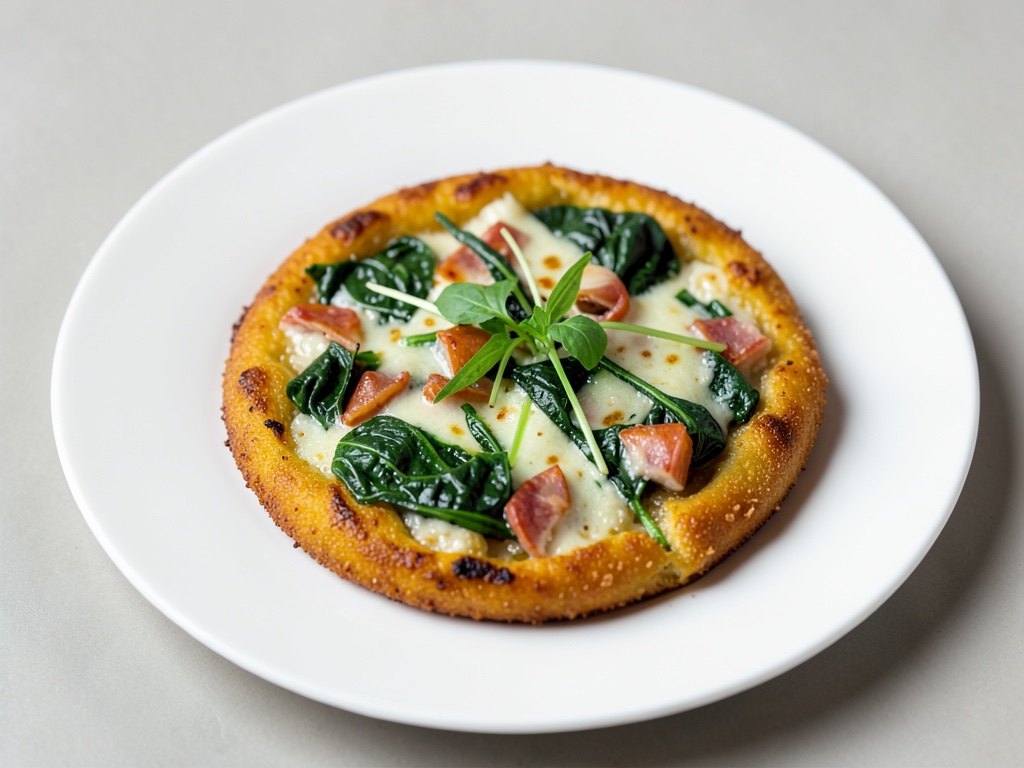 Pizzas mini crujientes con espinacas