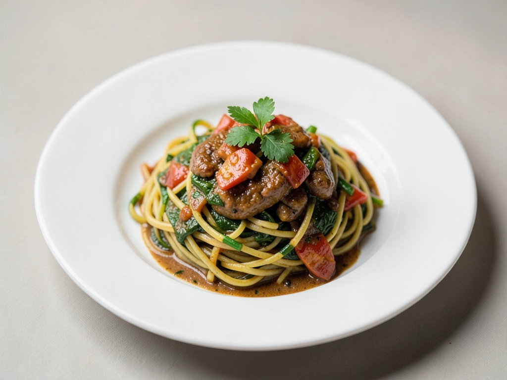 Schnelle vegetarische Nudelpfanne