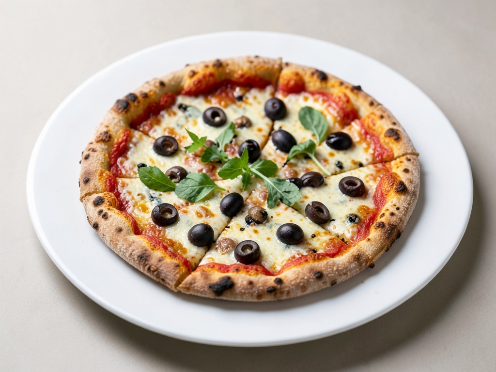 Pizza croccante ai cereali integrali con olive