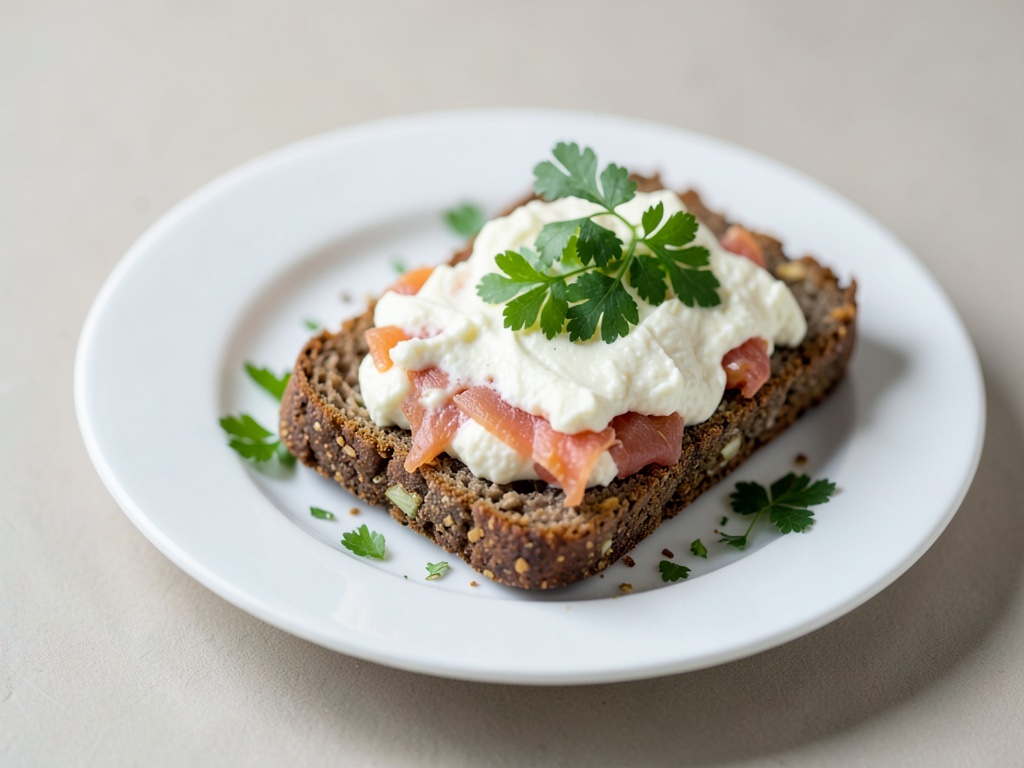 Pane integrale croccante con ripieno cremoso di formaggio fresco e salmone affumicato