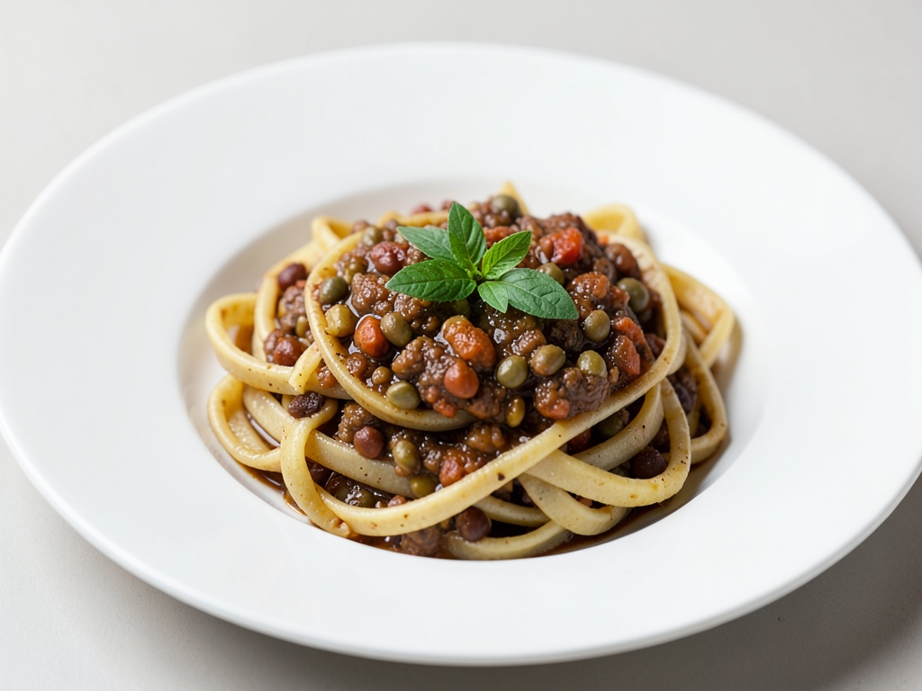 Pasta integrale con bolognese di lenticchie