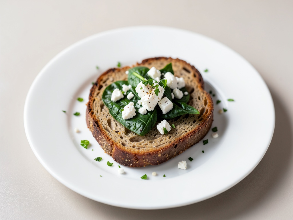 Toast complet croustillant au feta et aux épinards
