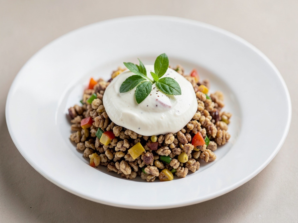 Muesli croccante al grano integrale con condimento allo yogurt