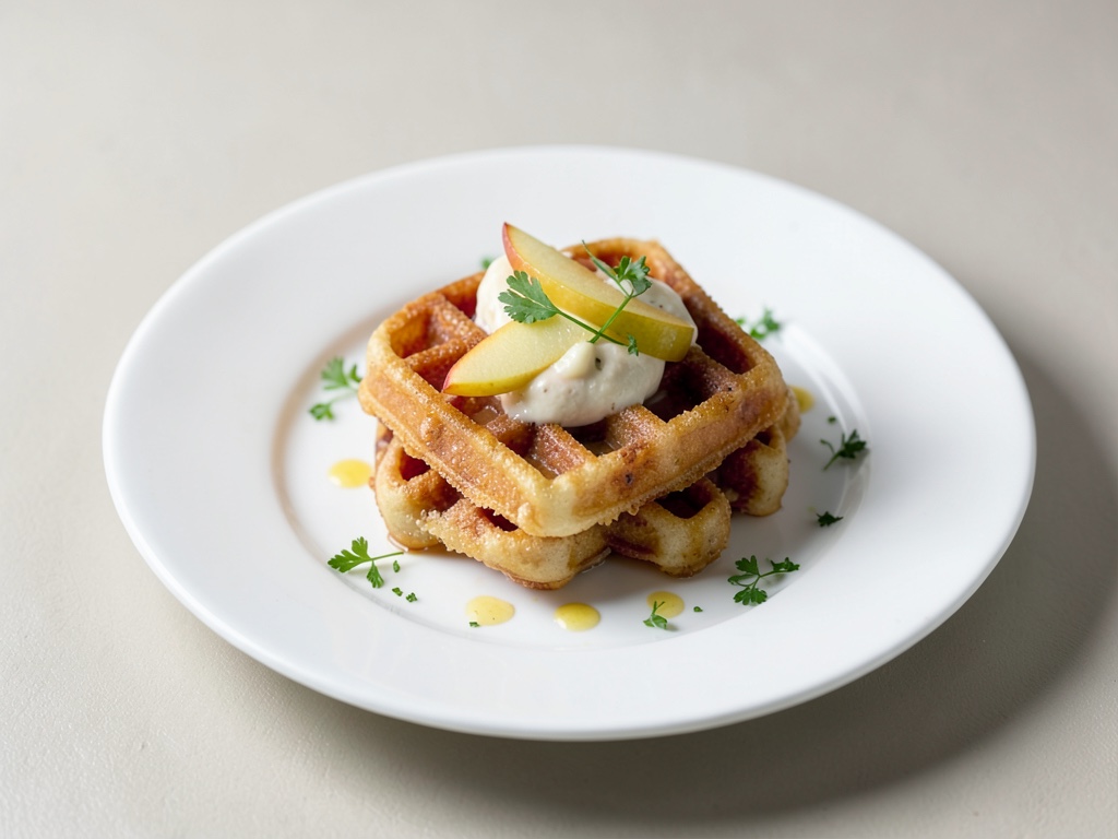 Waffle croccanti con topping dolce alla mela