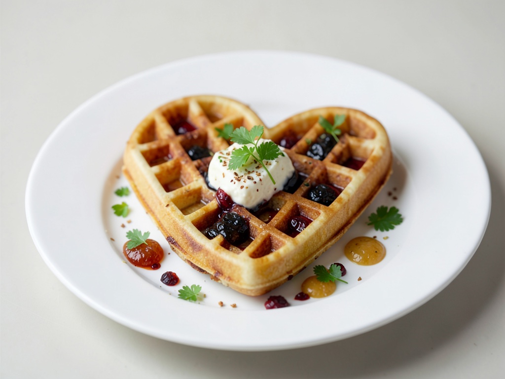 Gaufres en forme de cœur à la garniture de quark et confiture