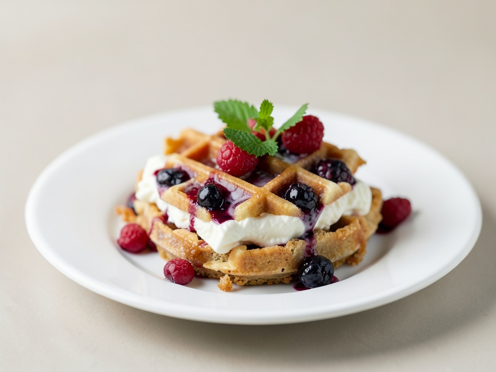 Torta di Waffle alle bacche con ripieno di formaggio fresco