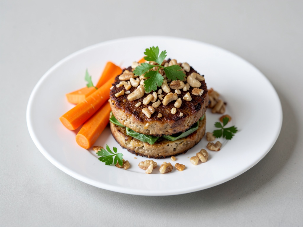 Hamburger al tofu e noci croccanti con carote delicate