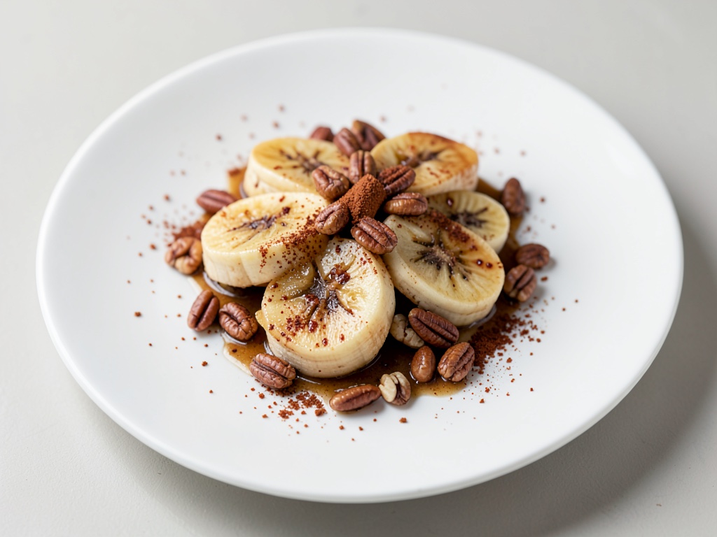 Banane calde con noci tostate e cannella