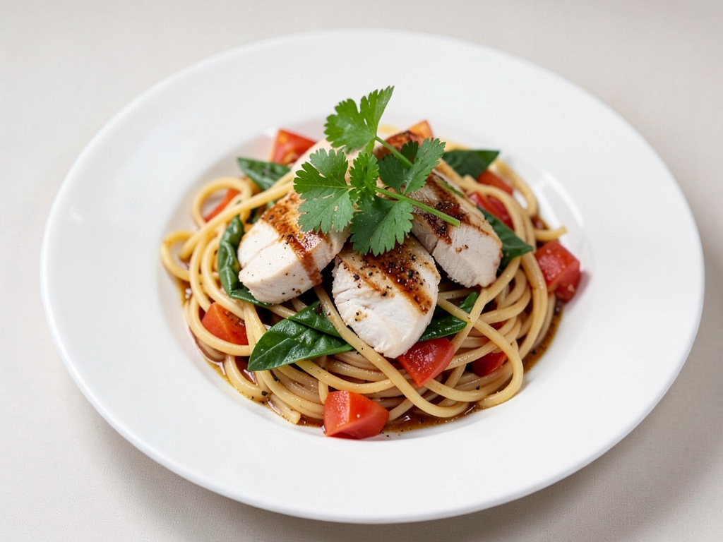 Warmer Nudelsalat mit Hähnchen