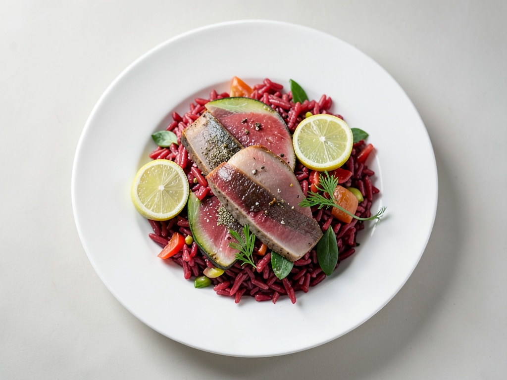 Salade tiède de saumon et riz rouge