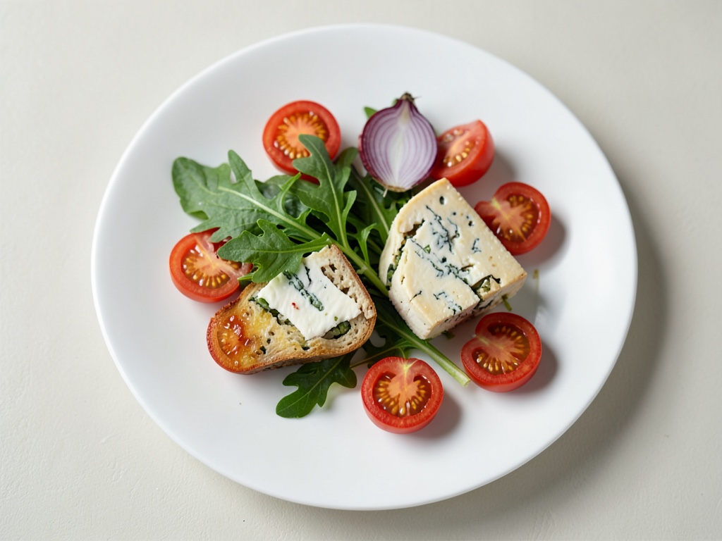 Formaggio di capra caldo su rucola con pomodori