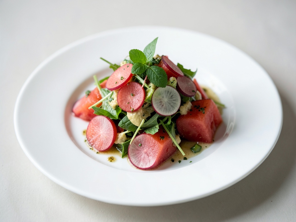 Insalata fresca di anguria e ravanelli
