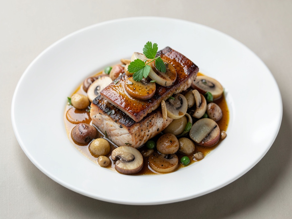 Carpe festive aux légumes champignons-oignons