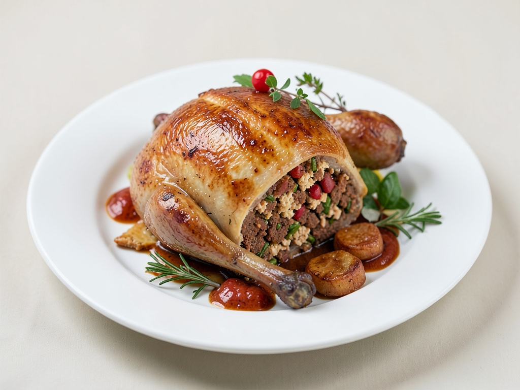 Weihnachtliche Gans mit Lebkuchen-Füllung