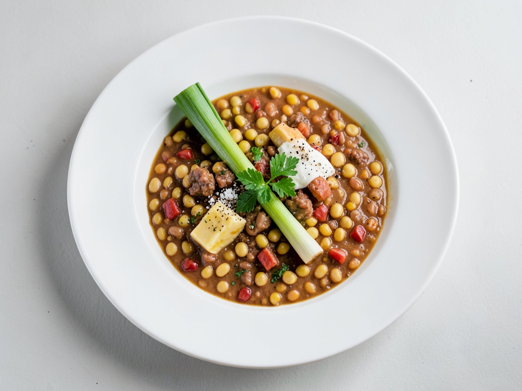 Guiso cremoso con judías blancas y salchichas de carne picada ahumadas