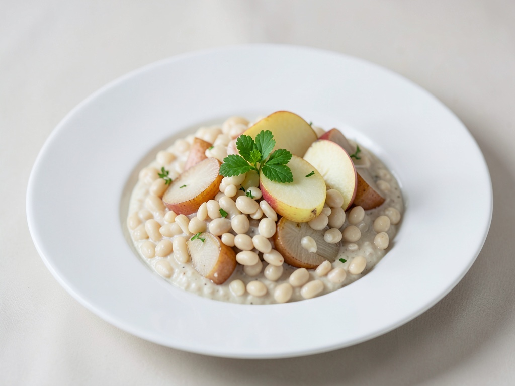 Fagioli bianchi cremosi con pastinache e mela