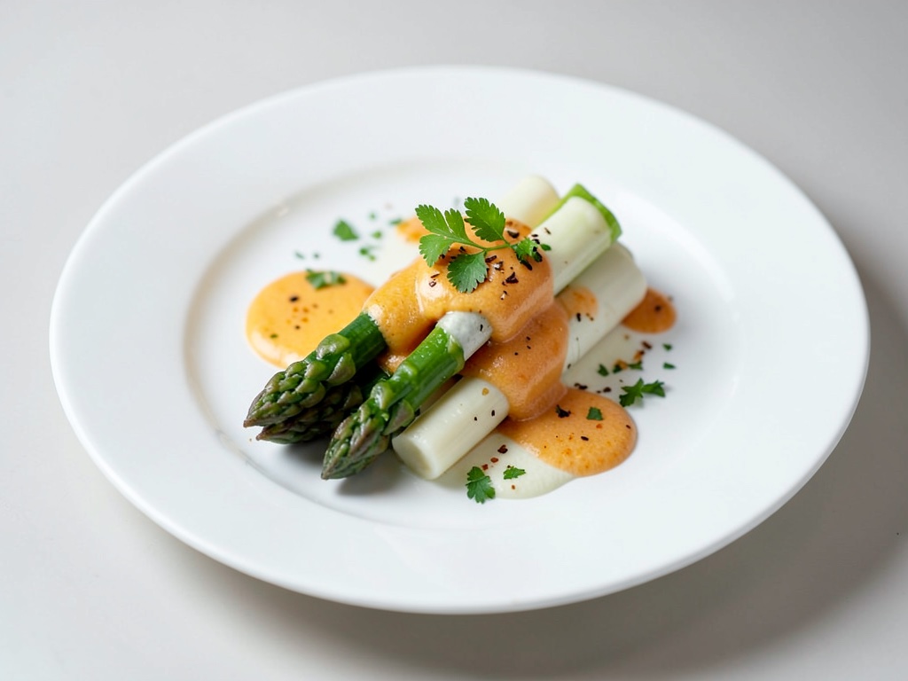 Spargel-Duo mit feiner Orangenbutter-Sauce