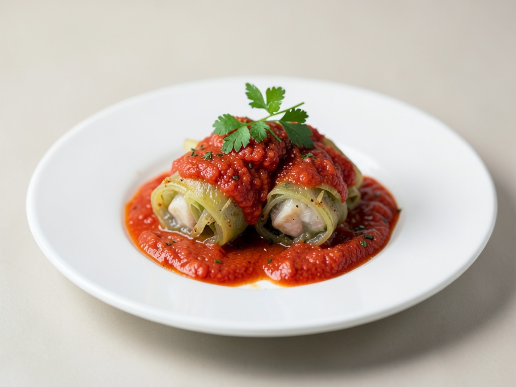 Roulade di cavolo bianco croccanti con salsa di pomodoro