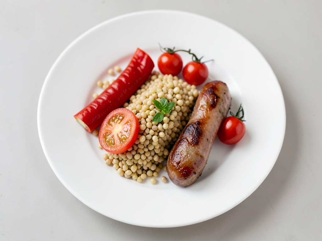 Poêle de blé aux poivrons avec saucisses grillées