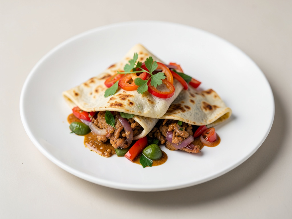 Wraps au poulet aux poivrons et oignons