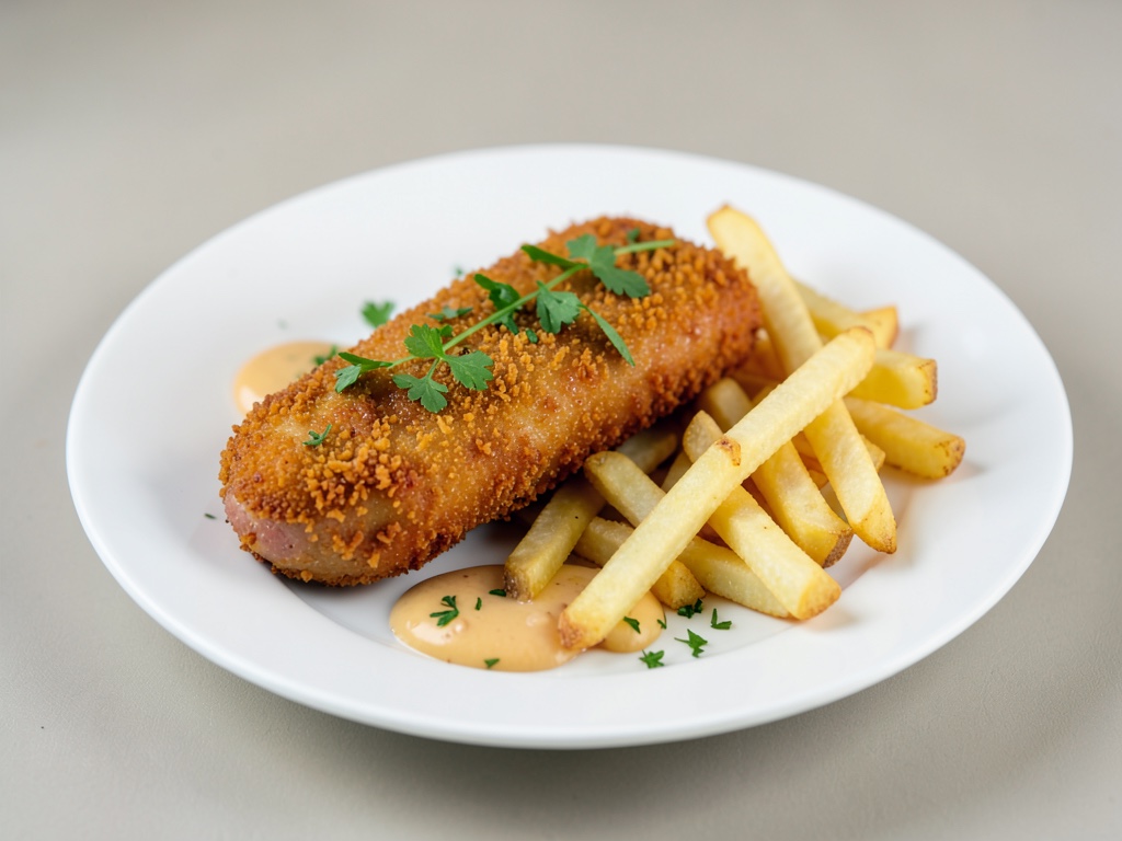 Schnitzel viennese croccante con patatine fritte