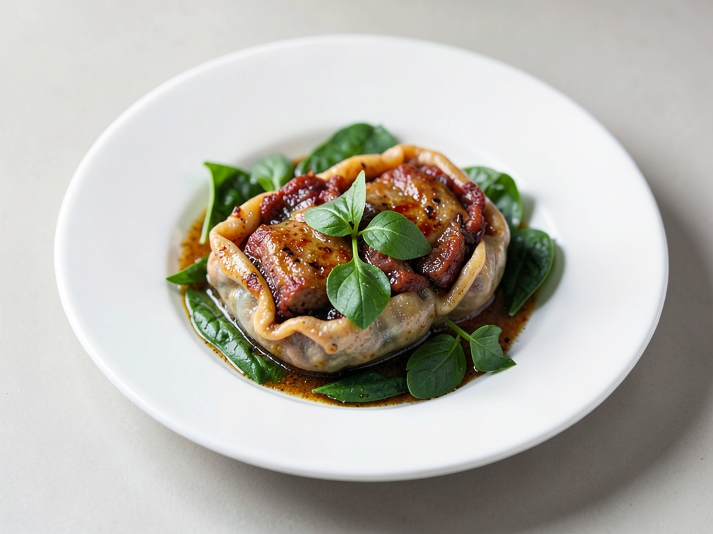 Saftige Wildmaultaschen mit frischem Spinat